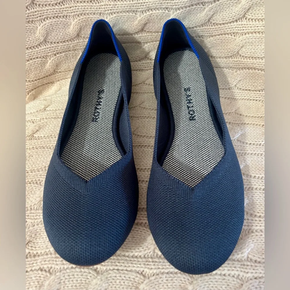 Rothy's Slip On Ballet Flats shoes Navy Blue Women Size 9 Round Toe